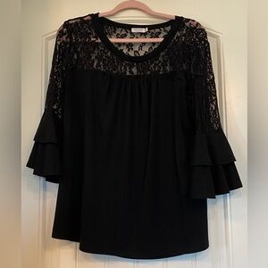 EUC Elegant Black Lace Women's Top Size L